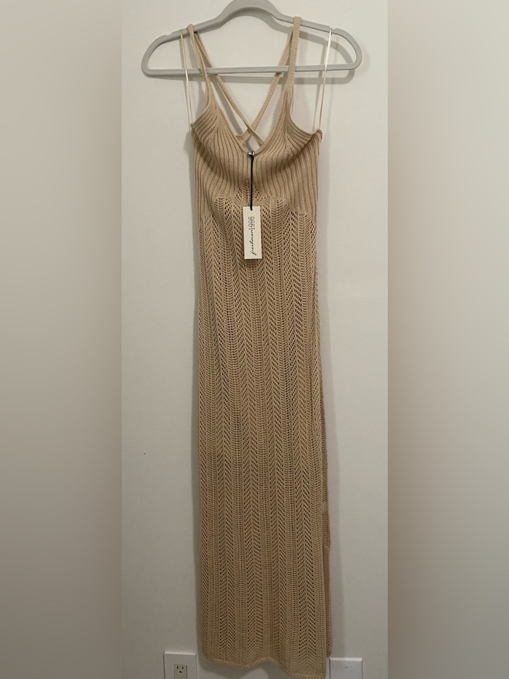 Freshman 1996 Tan Crochet Maxi Dress